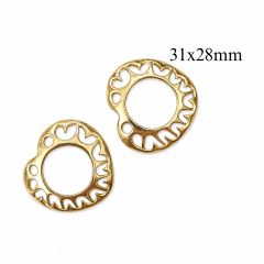Pewter Link connector Round Heart 31x28mm