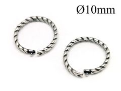 Sterling Silver 925 Round Rope Locking Jump Rings Inside Diameter 10mm