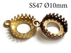 Brass Crown Bezel cups 10mm with 1 loop