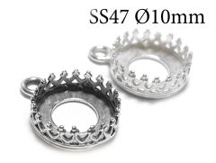 Sterling Silver 925 Crown Bezel cups 10mm with 1 loop
