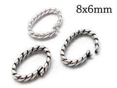 Sterling Silver 925 Locking Oval Jump Rings Inside Diameter 8x6mm