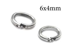 Sterling Silver 925 Locking Oval Jump Rings Inside Diameter 6x4mm