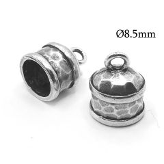 8351p-pewter-hammered-end-cap-id-8.5mm-with-1-loop.jpg