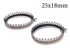 Sterling Silver 925 Oval Crown Bezel Cup for 25x18mm stone 1 loop Swarovski 4120