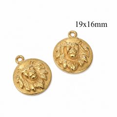 Pewter Lion Head Pendant Charm 19x16mm