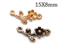Brass Flower Link 15x8mm with 2 loops