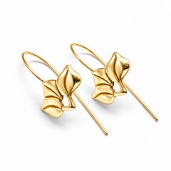 Brass Small Leaf Hook earrings Ear wire 14x12mm - JBB Findings