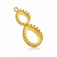 Brass Gold plated pendant Teardrop Bezel Settings 14x10mm and 10x8mm