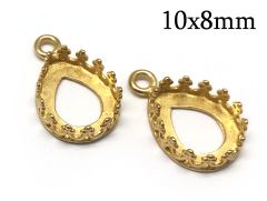 Brass Crown Tear drop Bezel Cup 10x8mm with 1 loop