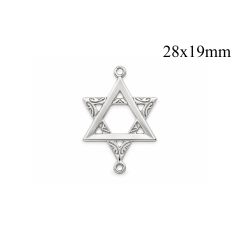 Sterling Silver 925 Star of David Link Connector 28x19mm with 2 loops - JBB Findings