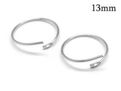 Sterling Silver 925 Round Wire Hoop earrings 13mm