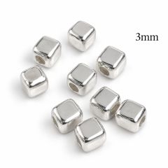 Sterling Silver 925 Square Cube Spacer Beads 3mm hole 1.5mm - JBB Findings