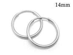 Sterling Silver 925 Round Tube Hoop earrings 14mm