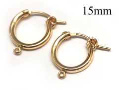 Gold Filled Round Hoop earrings 15mm Tube diameter 2.2mm with loop