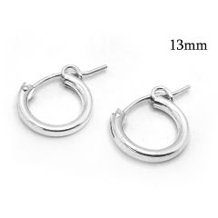 Sterling Silver 925 Round Hoop earrings 13mm Tube diameter 2.2mm