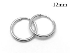 Sterling Silver 925 Round Tube Hoop earrings 12mm