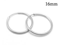 Sterling Silver 925 Round Tube Hoop earrings 16mm