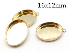 Gold Filled Oval Bezel Cup with 1 loop for cabochon 16x12mm