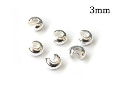 Sterling Silver 925 Round Crimp Cover 3mm