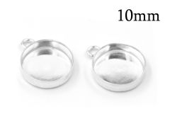 Sterling Silver 925 Round Simple bezel cup with 1 loop for cabochon 10mm