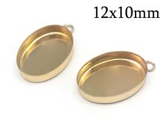 Gold Filled Oval Bezel Cup with 1 loop for cabochon 12x10mm
