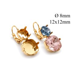 Brass Simple Multi-stone Leverback Cushion 12x12mm and Round 8mm earrings - JBB Findings