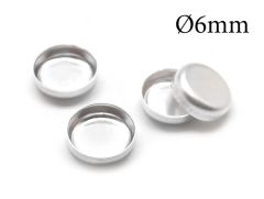 Sterling Silver 925 Round Simple bezel cup settings for 6mm cabochons without loops