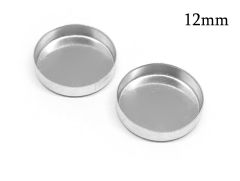 Sterling Silver 925 Round Simple bezel cup without loops for cabochon 12mm