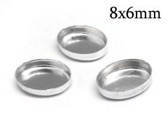 Sterling Silver 925 Oval Bezel Сup Settings 8x6mm without loops
