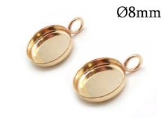 Gold Filled Round Bezel Cup with 1 vertical loop for cabochon 8mm
