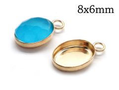 Gold Filled Oval Bezel Cup with 1 loop for cabochon 8x6mm