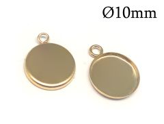Gold Filled Round Bezel Cup low walls with 1 loop for cabochon 10mm
