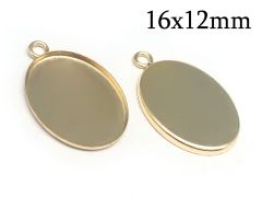 Gold Filled Oval Bezel Cup low walls with 1 loop for cabochon 16x12mm