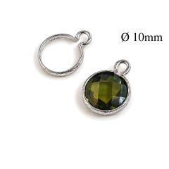 Sterling Silver 925 Crimp Bezel Cup Settings 10mm with 1 loop, pendant bezel setting - JBB Findings