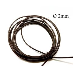Dark Brown Round Leather Cord 2mm