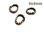Brass Locking Oval Jump Rings Inside Diameter 6x4mm