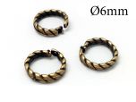 Brass Locking Round Jump Rings Inside Diameter 6mm