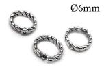 Sterling Silver 925 Locking Round Jump Rings Inside Diameter 6mm