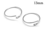 Sterling Silver 925 Round Wire Hoop earrings 13mm