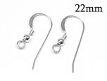 Sterling Silver 925 French Ear Wire 22mm 22 Gauge (0.6mm) Ear hooks with Coil and Ball