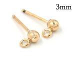 Gold Filled Stud Ball Earrings 3mm with 2.5mm loop