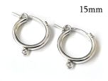 Sterling Silver 925 Round Hoop earrings 15mm Tube diameter 2.2mm with loop