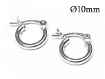 Sterling Silver 925 Round Hoop earrings 10mm Tube diameter 2.2mm