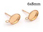 Gold Filled 14K Oval Bezel Earring post settings 8x6mm with loop