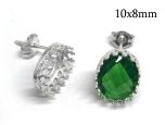 Brass Oval Crown Bezel Cup post Earrings 10x8mm