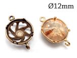 Brass Round Bezel Cup 12mm Flowers 2 loops