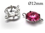 Sterling Silver 925 Round Bezel Cup 12mm Flowers 2 loops