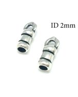 Sterling Silver 925 Crimp End Cap ID 2mm with 1 loop