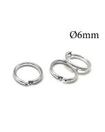 Sterling Silver 925 Locking Round Jump Rings Inside Diameter 6mm