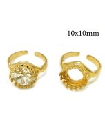 Brass Adjustable Crown Cushion Bezel Ring 10x10mm
